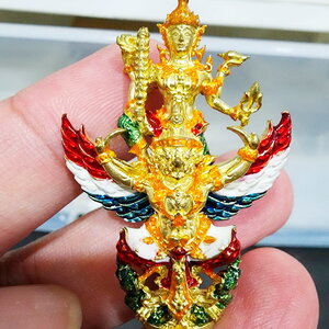 หลวงพ่อสิน วัดละหารใหญ่ พระนารายณ์ทรงครุฑ รุ่น ดวงเศรษฐี ลงยา (KP5852)