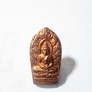 หลวงปู่หงษ์ พรหมปัญโญ สุสานทุ่งมน พระปรกใบมะขาม เนื้อทองแดง เนื้อทองผิวไฟ ปี 2555 (AC92)