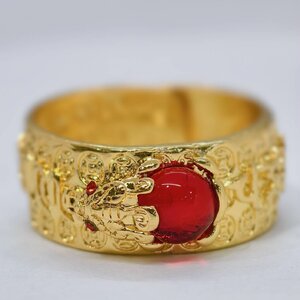 แหวนปี่เซียะ ทับทิมแดง รวยล้านล้าน หลวงปู่มหาศิลา วัดพระธาตุหมื่นหิน ขนาดฟรีไซส์ KA1739