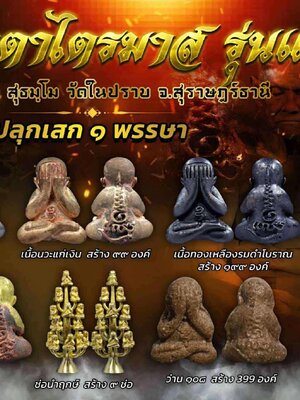 หลวงปู่แซม วัดในปราบ พระปิดตาไตรมาส รุ่นแรก ปลุกเสก 1 พรรษา