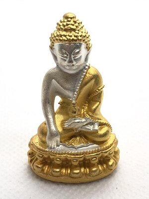 พระกริ่ง รุ่น เยือนอินเดีย เนื้อโลหะ ชุบ2K ฝั่งตะกรุดเงินแท้ ทองคำ KM014