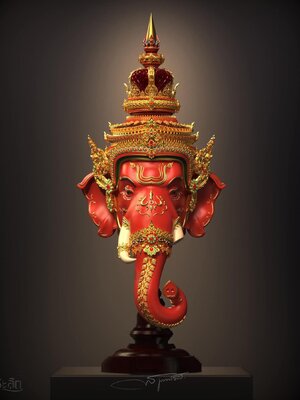 เศียรพระพิฆเนศ ออกแบบ และปั้น3D : พัฒนโชติ พุทธศิลป์ราชบุรี