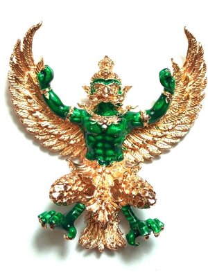 หลวงพ่อยอด วัดตะคร้อ มหาพญาครุฑ รุ่นยอดอริยทรัพย์ เนื้อชุบพิงค์โกลลงยา KM874