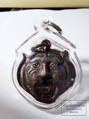 พระอาจารย์ตี๋เล็ก เขาสุนะโม เหรียญหัวเสือ รุ่น กันภัย (AB6259)