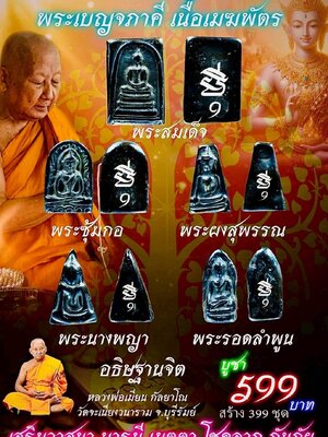 หลวงพ่อเมียน วัดบ้านจะเนียงวนาราม พระเบญจภาคี เนื้อเมฆพัตร