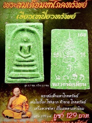 หลวงพ่อเมียน วัดบ้านจะเนียงวนาราม พระสมเด็จมหาโภคทรัพย์ เขียวเหนี่ยวทรัพย์