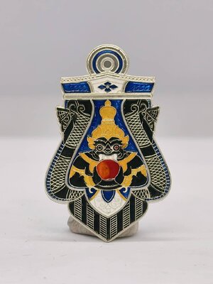 พระราหูอมจันทร์ ราชาโชค วัดศีรษะทอง เนื้อเงิน ลงยา (KA1509)