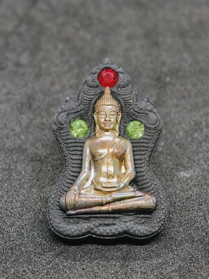 ครูบากฤษณะ อาศรมบ้านสวนพุทธศาสตร์ พระขุนแผนยอดขุนพล นาคปรกดำ ฝังพลอยเสก กล่องเดิม KA1073