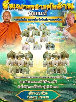 จี้พญาคชสารพันล้าน หยกแท้ หลวงพ่อเงิน เตชะธัมโม วัดบ้านอ้อ นครราชสีมา