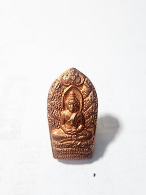 หลวงปู่หงษ์ พรหมปัญโญ สุสานทุ่งมน พระปรกใบมะขาม เนื้อทองแดง เนื้อทองผิวไฟ ปี 2555 (AC92)