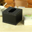 กล่องทิชชู่ร้านอาหาร หนัง pu สีดำ ใส่กระดาษทิชชู่ pop up ขนาด 11.5cm x 11.5cm x 9cm