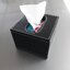 กล่องทิชชู่ร้านอาหาร หนัง pu สีดำ ใส่กระดาษทิชชู่ pop up ขนาด 11.5cm x 11.5cm x 9cm