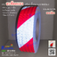 Reflective tape White/Red เทปสะท้อนแสง สีขาวแดง ลายเฉียง-รวงผึ้ง หน้ากว้าง 2" ยาว 50 เมตร